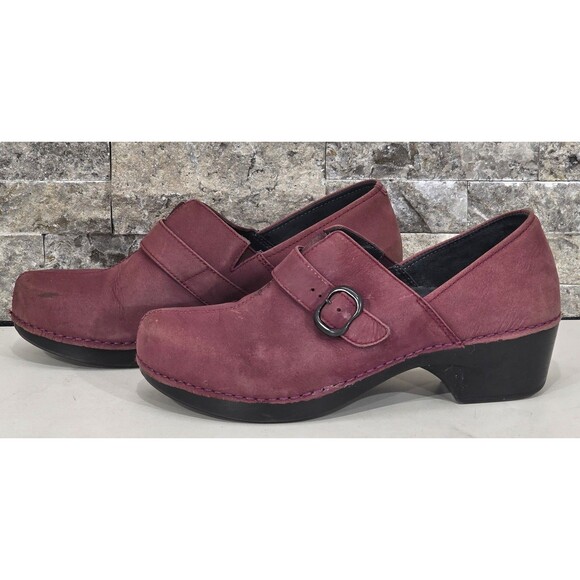 Dansko Tamara Professional Clogs Nubuck Leather Buckle Comfort Shoe Wine 40 | 10 - Picture 3 of 13